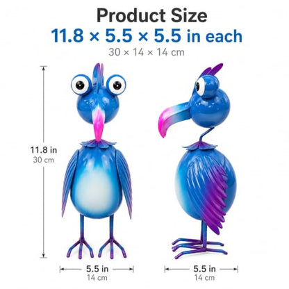 Loscarol 2-Pack Metal Bird Garden Statues, 11.8 Inch Outdoor Yard Decor