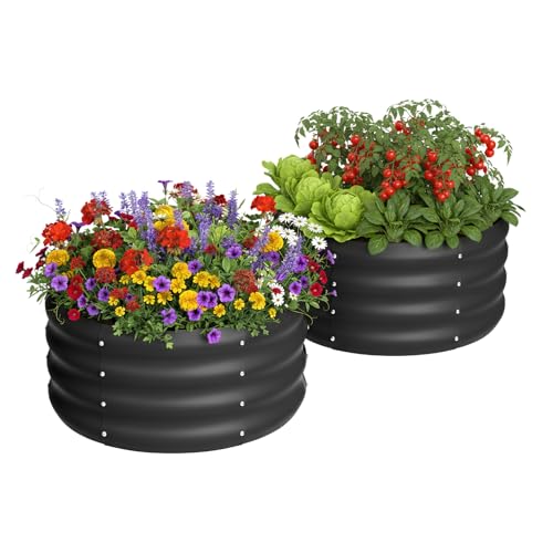 Besebay 2-Pack 2x1ft Galvanized Raised Garden Bed, Outdoor Planter Bed, - color: Black, size: 2x2x1ft-2Pcs