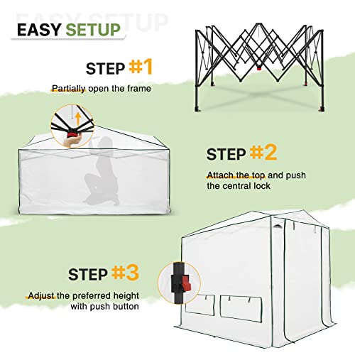 EAGLE PEAK 8x6 Easy Setup Pop Up Greenhouse, Woven Top, Translucent - color: Translucent, size: 8x6