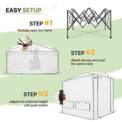 EAGLE PEAK 8x6 Easy Setup Pop Up Greenhouse, Woven Top, Translucent - color: Translucent, size: 8x6