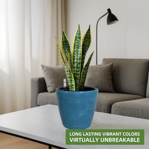Dexceder 9x8 Self Watering Planter (Peacock Blue Gradient) - color: Peacock Blue, size: 9x8