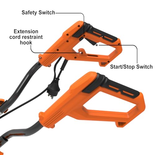 GARCARE 15A Corded Tiller Cultivator – 18" Width, 6 Steel Tines Rototiller