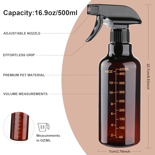 16.9oz Plastic Spray Bottle With Scale, 2 Pack - color: Amber-scale