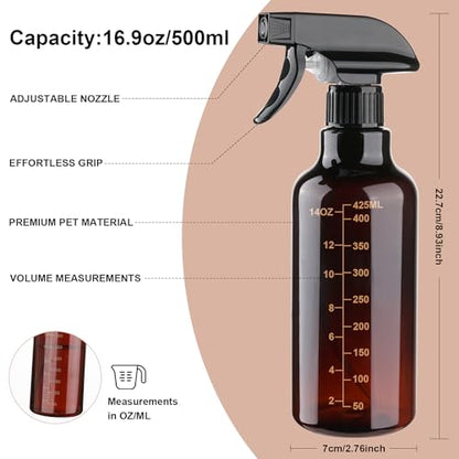 16.9oz Plastic Spray Bottle With Scale, 2 Pack - color: Amber-scale