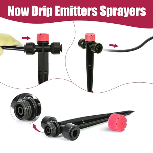 28Pcs Drip Irrigation Emitters for 1/4" Irrigation Tubing - color: RED