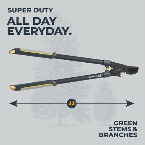 Woodland Tools Super Duty Lopper, 32 Inch Geared Bypass Branch Cutter with Soft Grip Handles, Manual Tree Limb Cutter for Thick Branches, Heavy Yard Work, and Seasonal Pruning - style: Super Duty Lopper