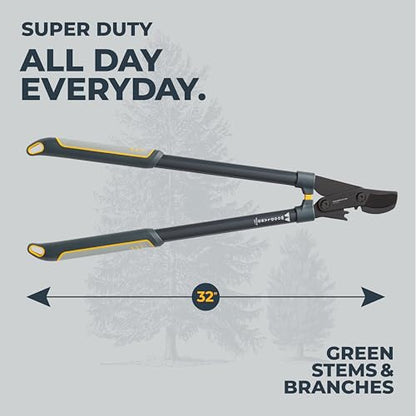 Woodland Tools Super Duty Lopper, 32 Inch Geared Bypass Branch Cutter with Soft Grip Handles, Manual Tree Limb Cutter for Thick Branches, Heavy Yard Work, and Seasonal Pruning - style: Super Duty Lopper