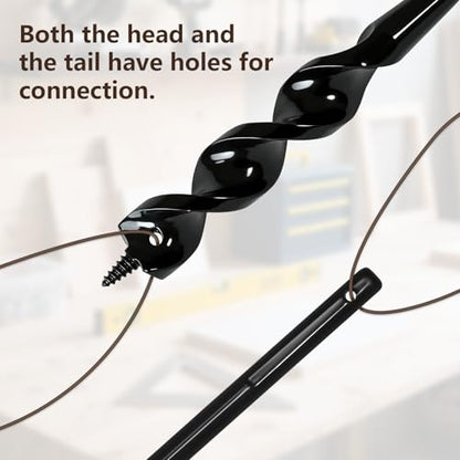 54 Inch Flexible Drill Bit Installer, 3/4" Auger Drill Bit with Screw Point & Fish Eye, 1/4" Anti-Slip Hex Shank Wire Pulling Drill Bit for Wall Ceiling Conduit Installation, Includes Storage Tube