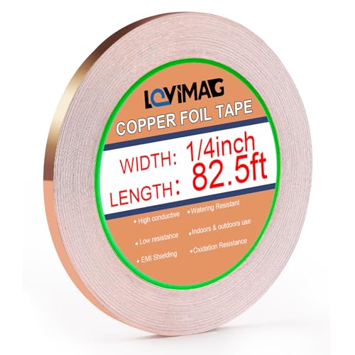 LOVIMAG Copper Tape (1/4inchX82.5FT) HVAC Foil Anti Tarnish Strips - size: 1/4inchx82.5ft