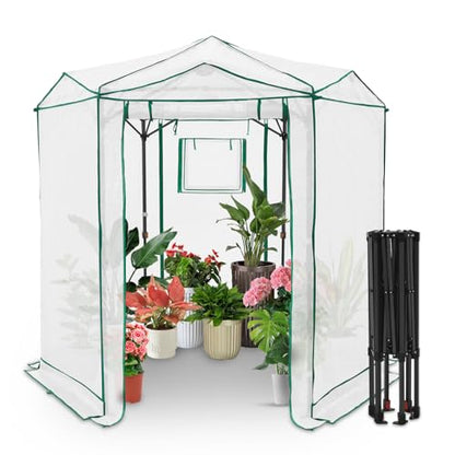 EAGLE PEAK 6.6x6.6 Easy Setup Pop Up Greenhouse, Hexagon, Clear/White - color: Clear/White, size: 6.6x6.6