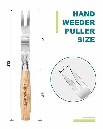 Dandelion & Crack Hand Weeder Puller with Solid Wood Handle - size: Weed Root Puller