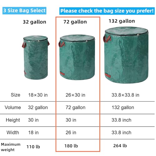4 Pack 72 Gallons Reusable Yard Waste Bags with Lid Lawn Leaf Bags - style: 4pcs 72 gallons bags with lid