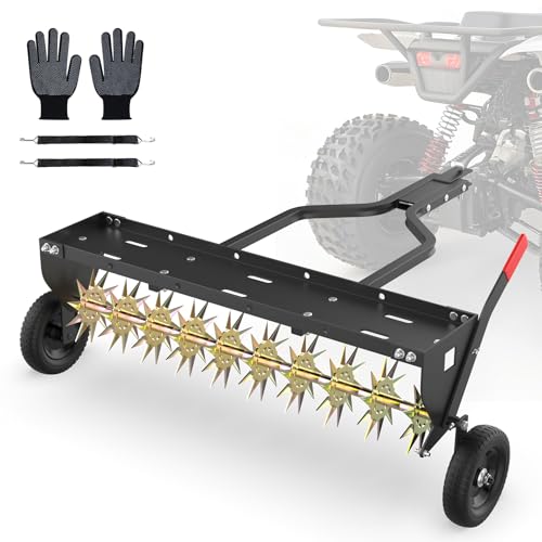 Seeutek 40Inch Tow Behind Spike Aerator - Heavy Duty Rolling Lawn Aerators