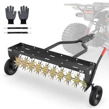 Seeutek 40Inch Tow Behind Spike Aerator - Heavy Duty Rolling Lawn Aerators