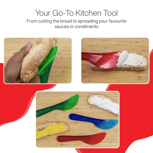 Spreader Knife Set, 3 Pack, BPA-Free, Dishwasher Safe | Assorted Colors