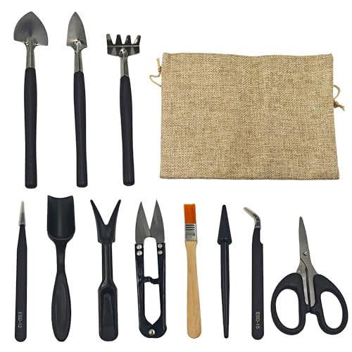 13Pcs Succulent Tools Set Mini Garden Tools Kit for Indoor Bonsai Cactus Care with Pruning Shears Scissors Transplanting Tools for Houseplant