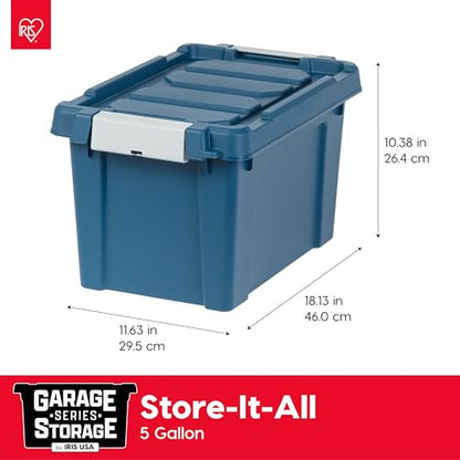 IRIS USA 6-Pack 5 Gal Heavy Duty Lockable Storage Totes with lids, Navy - color: Navy, size: 5 Gal - 6 Pack
