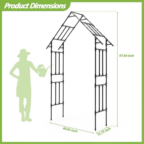 Garden Arch Trellis -48" L *98" H，Gothic Abor Trellis with Reinforced Frame - size: 48(L)*98(H)*16(W)inch-20MM