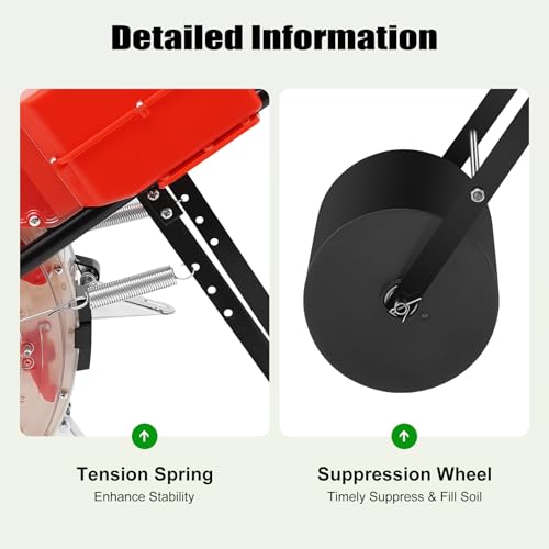 Garden Seeder, Hand-Push Metal Precision Lawn & Garden Spreaders Row Planter Corn Planter Seeder for Soy Peanut Corn Cotton 10 Nozzles, Planting Depth 2.6-3.5in