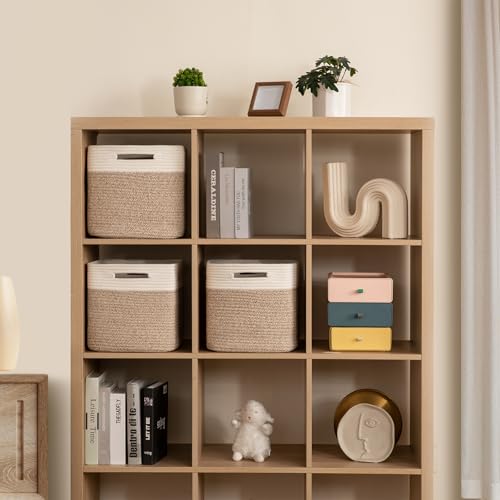 OIAHOMY Storage Cubes 11 Inch Storage Bins 3-Pack Square Baskets Brown - color: Brown