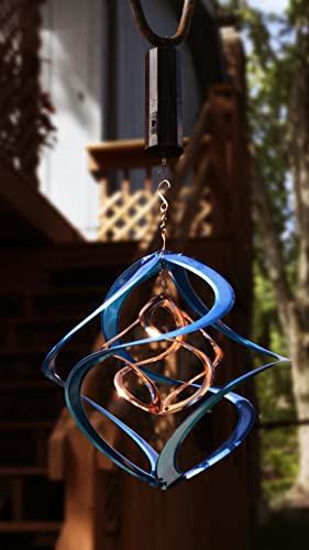 Red Carpet Studios The Original Cosmix Deluxe Helix Wind Spinner, Medium 14-Inch, Double Blue & Copper - color: Double Blue & Copper, size: Medium 14-Inch