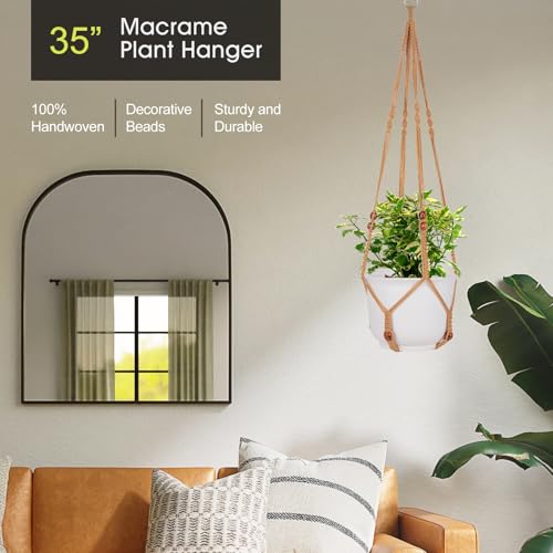 RIFNY Macrame Plant Hanger Indoor, Hanging Plant Holder, Brown, 3 PCS - color: Brown, size: 35 Inch 3pcs