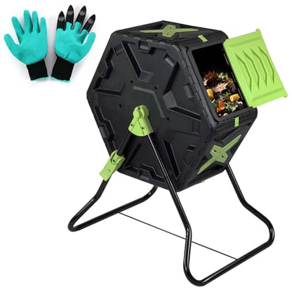 Compost Tumbler, 21-Gallon (80L) Outdoor Garden Compost Bin - color: 21 Gallon