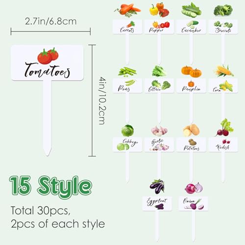 30 Pcs Acrylic Vegetable Labels Signs Waterproof Plant Marker