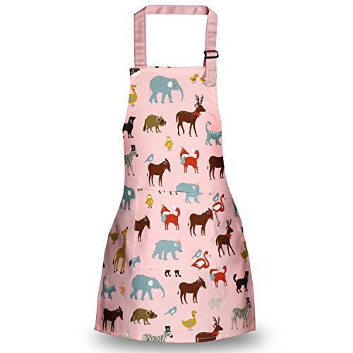 Jennice House Kids Aprons, Cotton Children Aprons with Adjustable Neck Strap Child Chef Aprons - color: Pink, size: Small