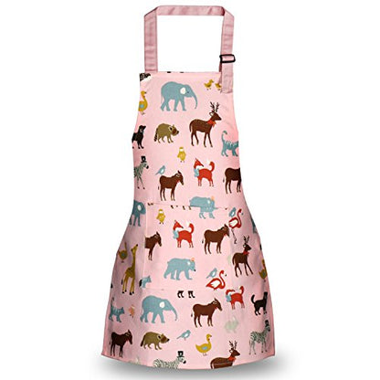 Jennice House Kids Aprons, Cotton Children Aprons with Adjustable Neck Strap Child Chef Aprons - color: Pink, size: Small