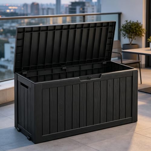 Fancyango 75 Gallon Outdoor Storage Waterproof Deck Box for Patio, Black