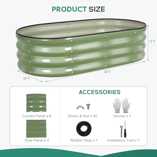 Galvanized Raised Garden Bed Outdoor, 4x2x1ft, Olive Green - color: Olive Green, size: 4×2×1ft (1 Pack)
