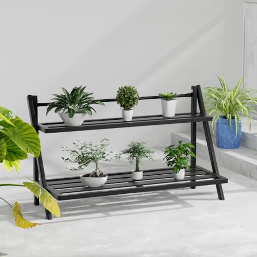 2-Tier Aluminum Plant Stand Indoor &Outdoor Rustproof Waterproof