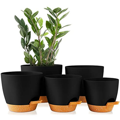 GARDIFE 5/5.5/6/6.5/7 Inch Self Watering Planters, Black - color: 7-black, size: 7/6.5/6/5.5/5 inch|5 pcs