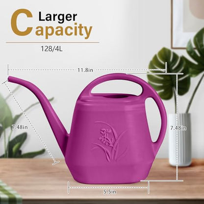 Hand Watering Can - for Home Plant Garden - 1 Gallon - Rose Red - color: Rose Red