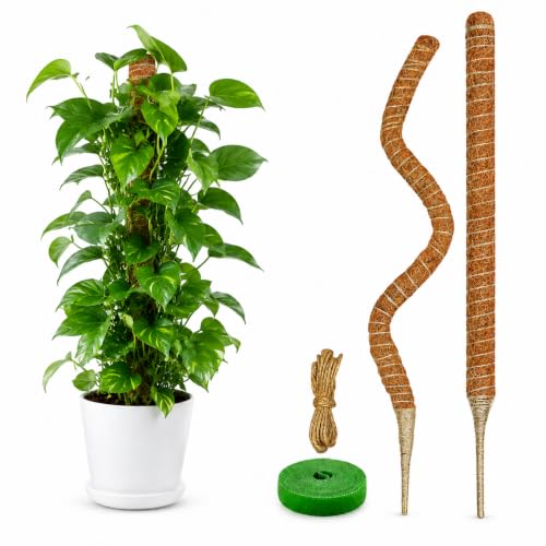 2 Pack Moss Pole for Monstera, 28in Coir Bendable Plant Support Stakes - size: 2 Pack ( 28-Inch)
