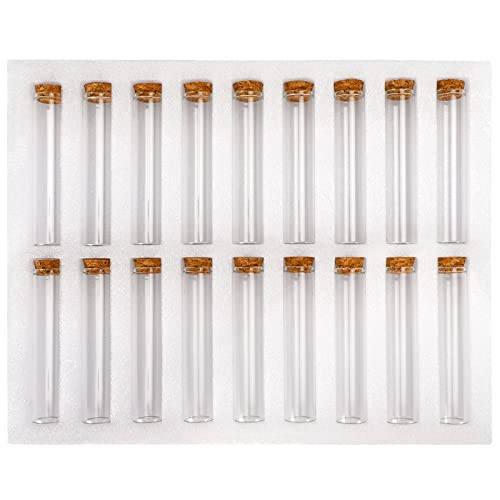 18pcs Glass Test Tubes with Cork Stoppers 25x120mm Flat Bottom
