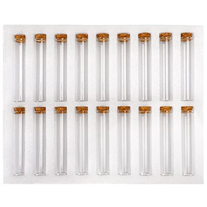 18pcs Glass Test Tubes with Cork Stoppers 25x120mm Flat Bottom