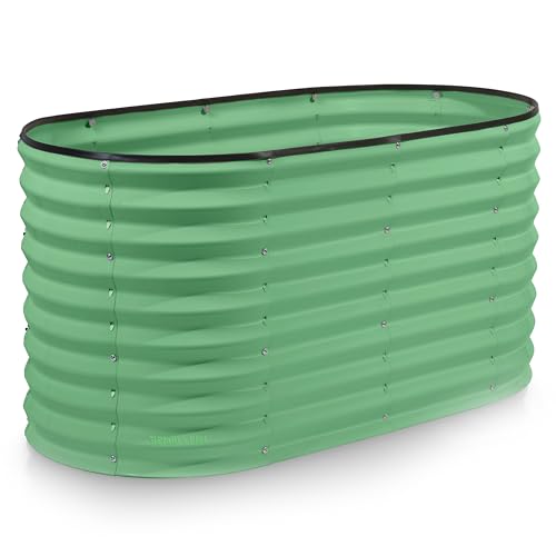 Plant & Plot Galvanized Raised Garden Beds Outdoor // 4×2×2 ft Planter Raised Beds for Gardening, Vegetables, Flowers // Large Metal Garden Box (Light Green) // Patented Tool-Free Design - color: Light Green, size: 4×2×2 Ft