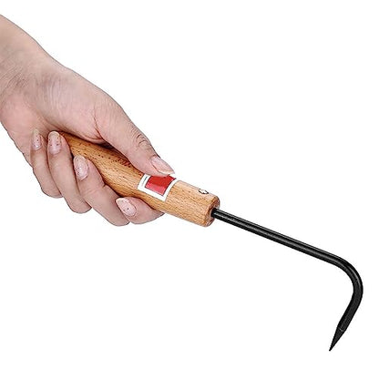 GLOGLOW Bonsai Tool Root Pick Rake Gardening Manganese Steel Hook with Ergonomic Wooden Handle