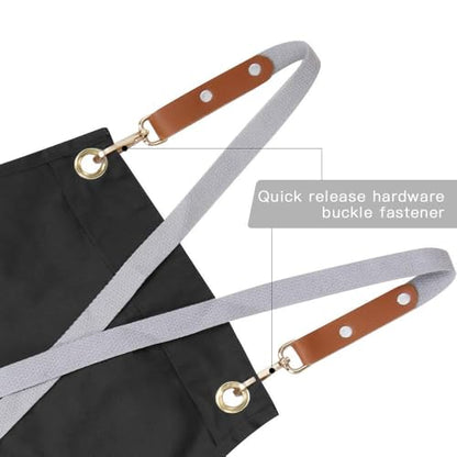 Crossback Apron with Pockets, Apron with Adjustable Straps - color: Black