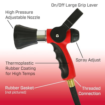 Chapin 4699: Firefighter Water Cannon Hose Nozzle, Fireman Spray Nozzle with Ergonomic Grip and Threaded Hose Connection, Adjustable Twist Nozzle, Lever On/Off Control, Red/Black - style: Firefighter Water Cannon