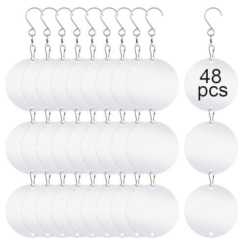 48 PCS Reflective Bird Scare Discs Set,Bird reflectors,Bird Scarer Discs Set Pigeon Deterrent,Pigeons Away from House,Bird Window Strike Prevention，Woodpecker Deterrent for House