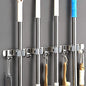 Broom Mop Holder Wall Mount Tool Hanger Organizer (4 Racks 5 Hooks)
