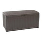 Suncast 99 Gal Wicker Resin Deck Box, Storage Chest Bin with Handles, Java - color: Mocha, style: Deck Box