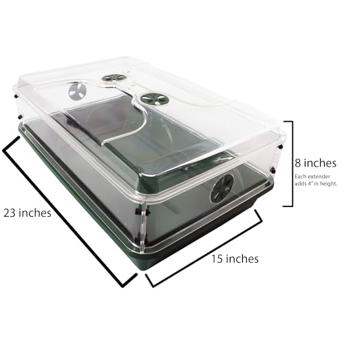 EarlyGrow 95457 24" x 15" x 16.75" Domed Propagator, Green, 3 Side Extenders and Locking Clip Set - size: 3 Side Extenders and Locking Clip Set