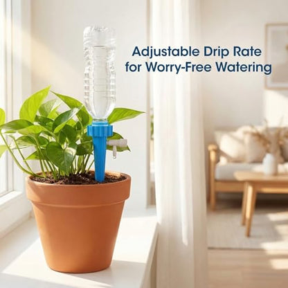 24 Pack Self Watering Spikes, Adjustable Flow Automatic Plant Waterer for Indoor Outdoor Plants, Fits Standard 1.1in Bottle Mouth, Vacation Drip Irrigation System - color: 12xGreen, 12xBlue