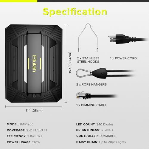 LED Grow Light for Indoor Plants 120W Plant Lights Full Spectrum - size: 17.1'' x 12.4''-UAP1200