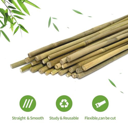 Plant Stakes, 4FT Natural Bamboo Garden Stakes, 25Pcs Bamboo Plant Stakes,Bamboo Sticks for Tomato,Beans,Vegetable and Climbing Plants - size: 4 Ft, 25 Pack