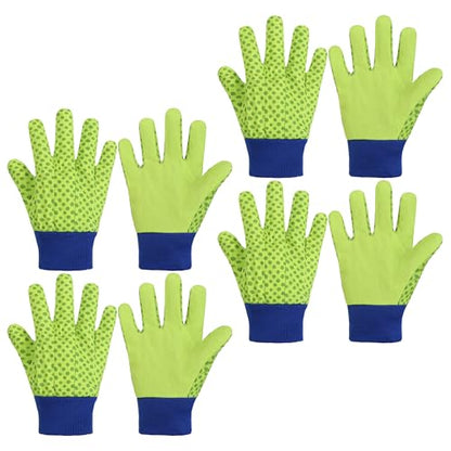 HANDLANDY 4 Pairs Kids Gardening Gloves, Cotton Kids Work Gloves, Green, S - color: Green Dot (Pack of 4), size: Small